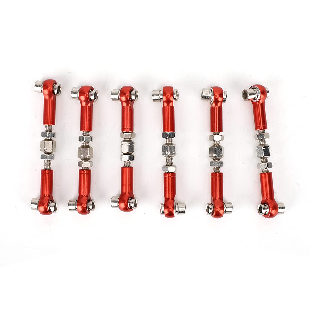 6 PCs Einstellbare Servo -Links Spurstange Set hochpräzision langlebiger Aluminium -Legierung RC -Autozubehör für 1/10 Buggy Touring Car Truck Drift Fahrzeugreparatur (Rot) von ANKROYU