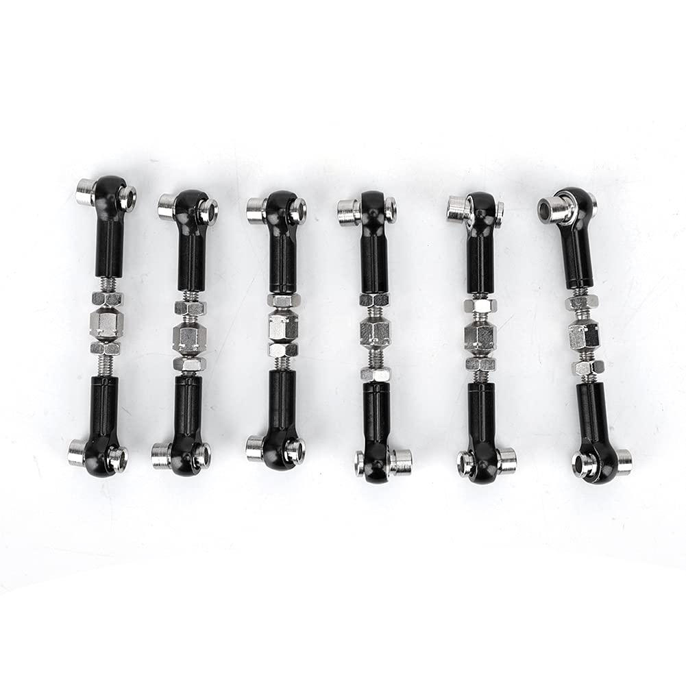 6 PCs Einstellbare Servo -Links Spurstange Set hochpräzision langlebiger Aluminium -Legierung RC -Autozubehör für 1/10 Buggy Touring Car Truck Drift Fahrzeugreparatur (Schwarz) von ANKROYU