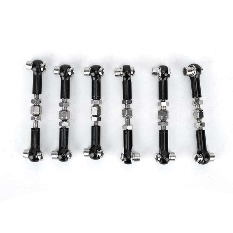 6 PCs Einstellbare Servo -Links Spurstange Set hochpräzision langlebiger Aluminium -Legierung RC -Autozubehör für 1/10 Buggy Touring Car Truck Drift Fahrzeugreparatur (Schwarz) von ANKROYU