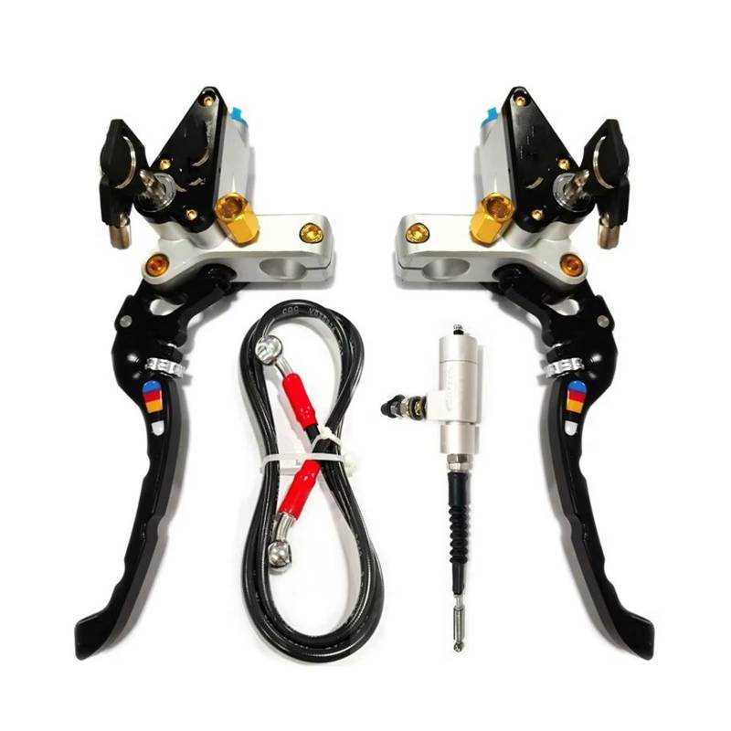 Motorrad Kupplung CNC-Lenker-Motorrad-hydraulische Bremskupplungshebelpumpe 22 Mm Mit Sicherheitsschloss, Wasserdichtes Und Staubdichtes Motorradzubehör Kupplung Bremshebel(Silver) von ANNAKETZPW