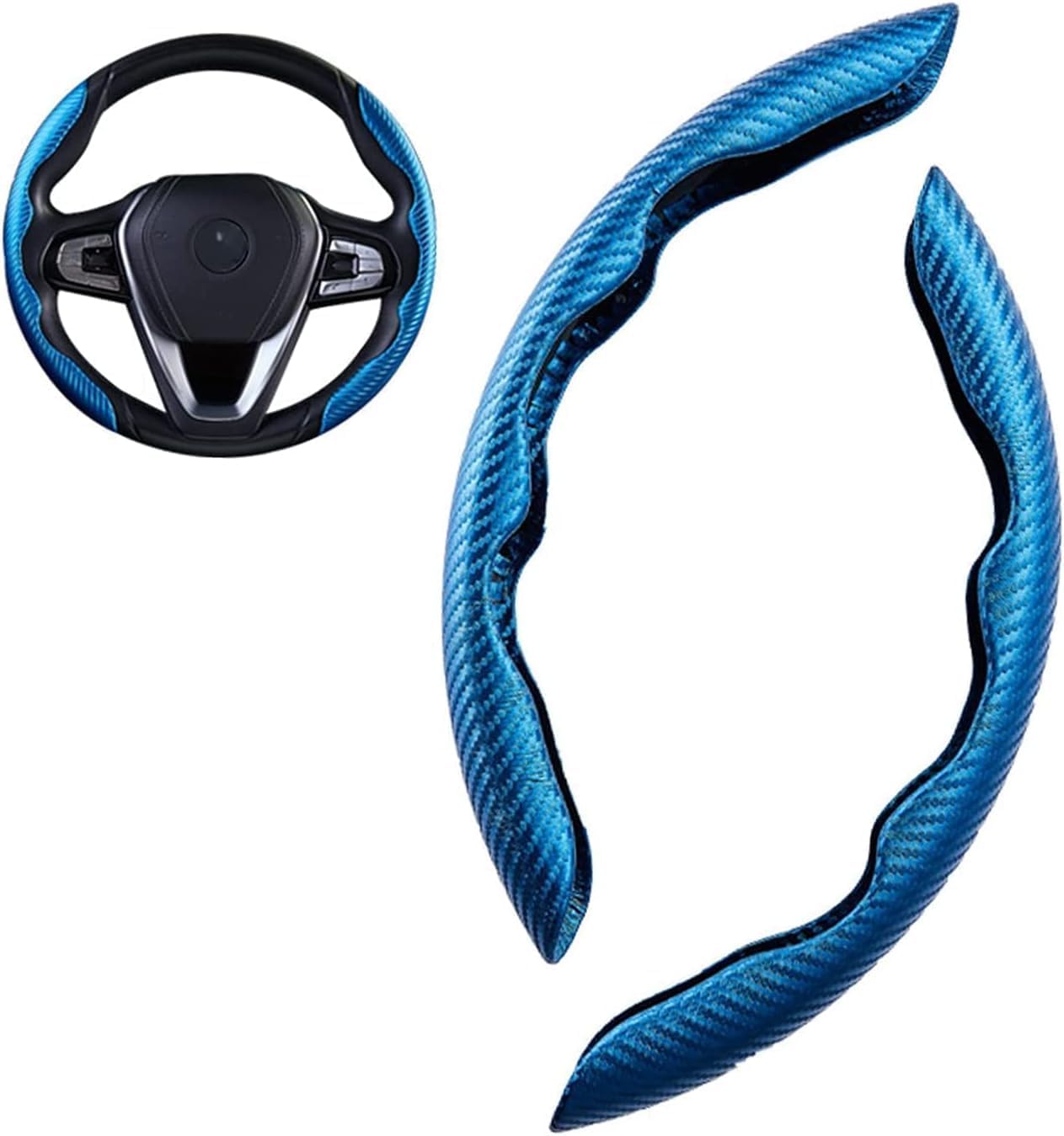 Pack of 2 Car Steering Wheel Covers,for VW Sharan Passat Caddy Touran Tiguan Golf Polo Teramont Atlas T-ROC T-Cross Carbon Fibre Segmented Breathable Non-Slip Durable Interior Accessories. von ANRAM