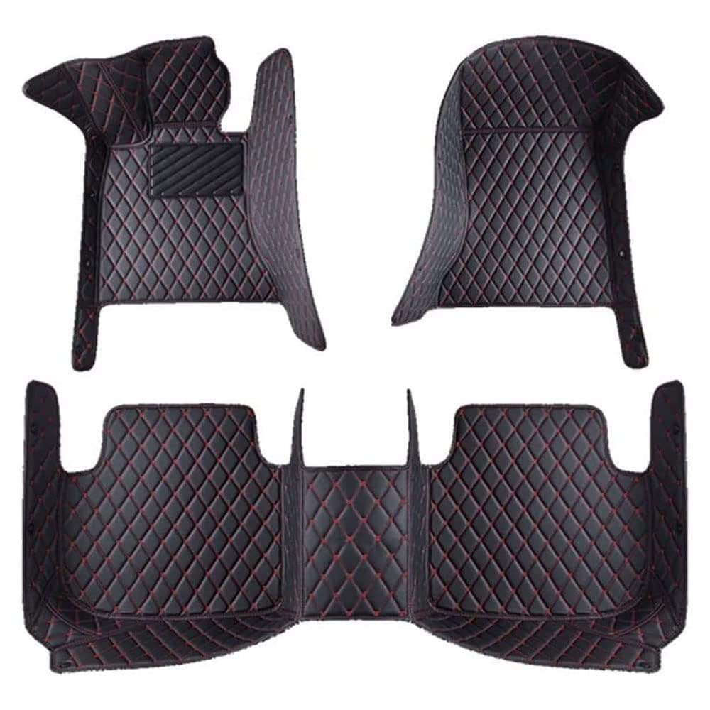 Antirutsch Leder Automatten für VW Touran 7seats 2016-2023,Allwetter Bodenmatte Set Vorne Hinten wasserdichte Anti Kratz Automatten Innere Zubehör,Black-red Antirutsch Leder Automatten für VW Touran 7seats 2016-2023,Allwetter Bodenmatte Set Vorne Hinten wasserdichte Anti Kratz Automatten Innere Zubehör,Black-red von ANROI