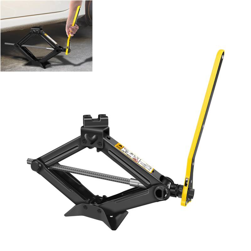 Scherenwagenheber für Auto/SUV/MPV max 2 Ton(4,409 lbs) Kapazität mit Handkurbel Trolley Lifter mit Ratsche von ANSIMIDA