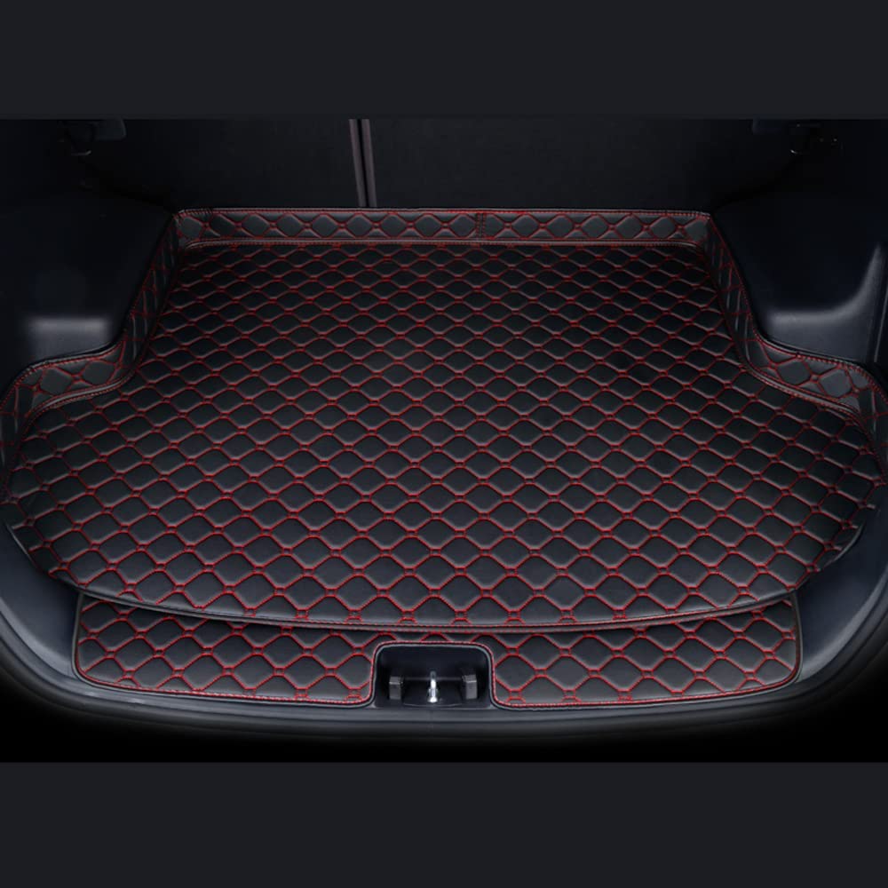 Kofferraummatte für Audi Q5 Sportback 2021-2023, Kofferraummatte aus Leder, Kofferraumwanne Autoschutzinnenraum Hohe Seite,Black red von ANTWAX