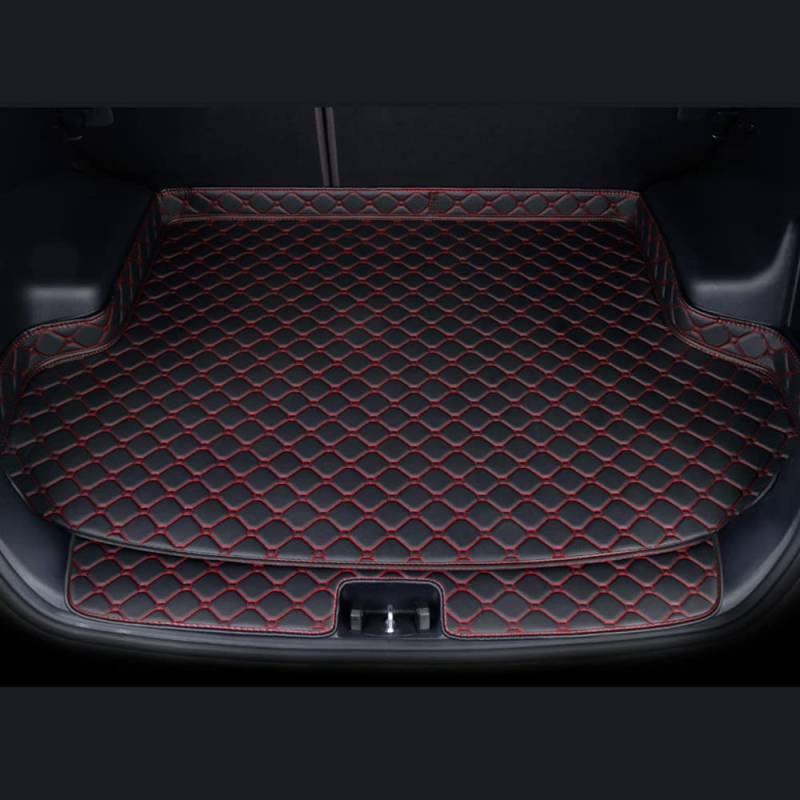 Kofferraummatte für Maserati Grecale(No slideway) 2022, Kofferraummatte aus Leder, Kofferraumwanne Autoschutzinnenraum Hohe Seite,Black red von ANTWAX