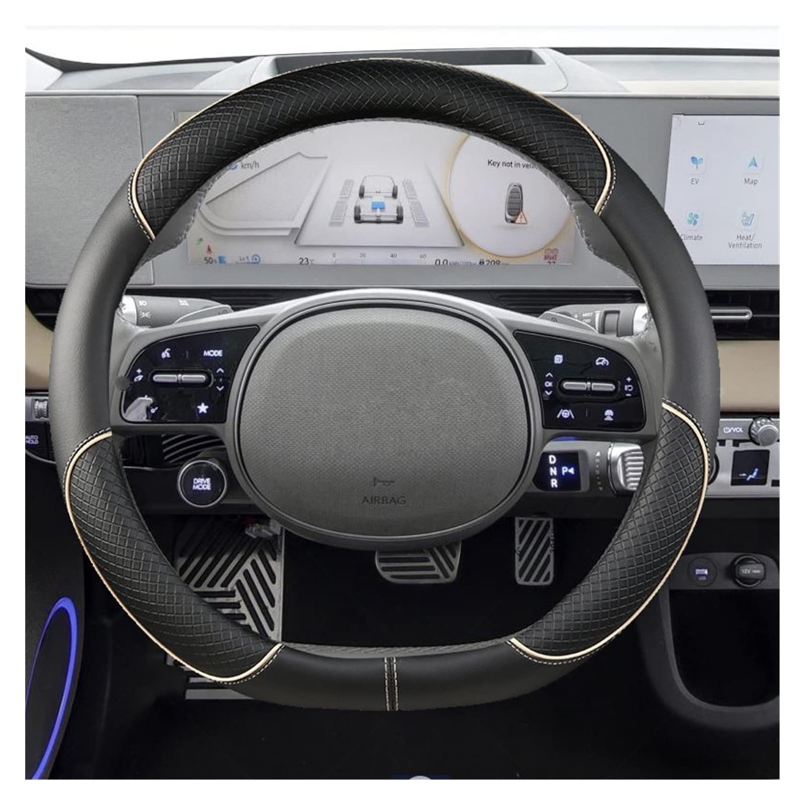 Lenkradabdeckung Für Hyundai Für Ioniq 5 2016 2017 2018 2019 2020 2021 2022 D Form Auto Lenkrad Abdeckung Auto Zubehör Innenraum ( Farbe : 1 ) von ANTWAX