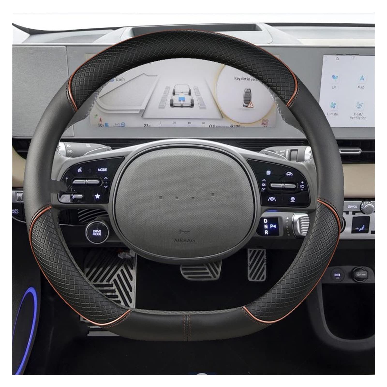 Lenkradabdeckung Für Hyundai Für Ioniq 5 2016 2017 2018 2019 2020 2021 2022 D Form Auto Lenkrad Abdeckung Auto Zubehör Innenraum ( Farbe : 3 ) von ANTWAX
