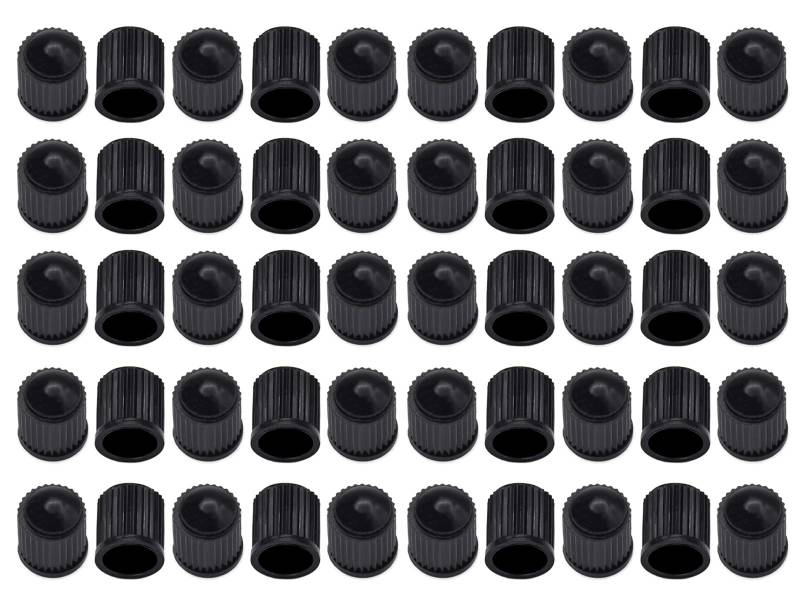 50x robuste Kunststoff Auto-Ventilkappen in Schwarz für Autoventil AV Schrader-Ventil KFZ, Auto, PKW, Mofa, Motorrad, Roller, LKW, Schubkarren, Fahrrad. Ideale Reifen-Ventile Ersatz-Kappen Deckel von ANYKING