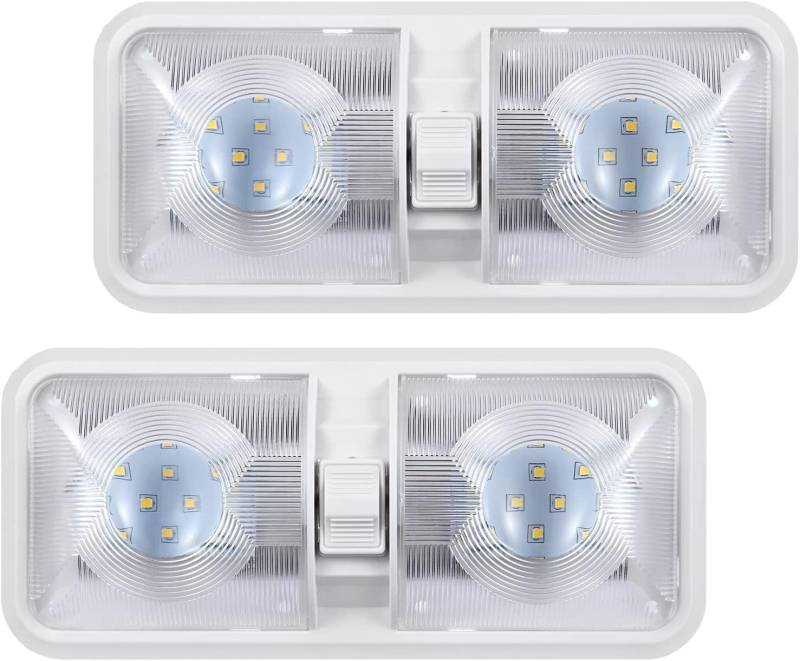 ANYPOWK 12V LED-Innenbeleuchtung mit 600LM und Schalter - Neutralweiß 4500K, 8W, für Wohnmobile, Boote, Anhänger - Set aus 2 von ANYPOWK
