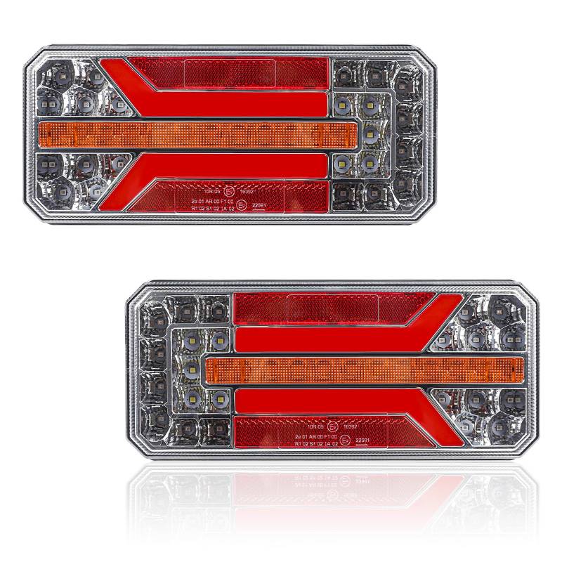 AOHEWEI 2 Stück Anhänger-Rücklichter, 12 V/24 V superhell wasserdicht Blinker Bremse Rückwärtsgang Nebelscheinwerfer Reflektorlampe für Anhänger, LKW, Wohnwagen, Van, Traktor von AOHEWEI