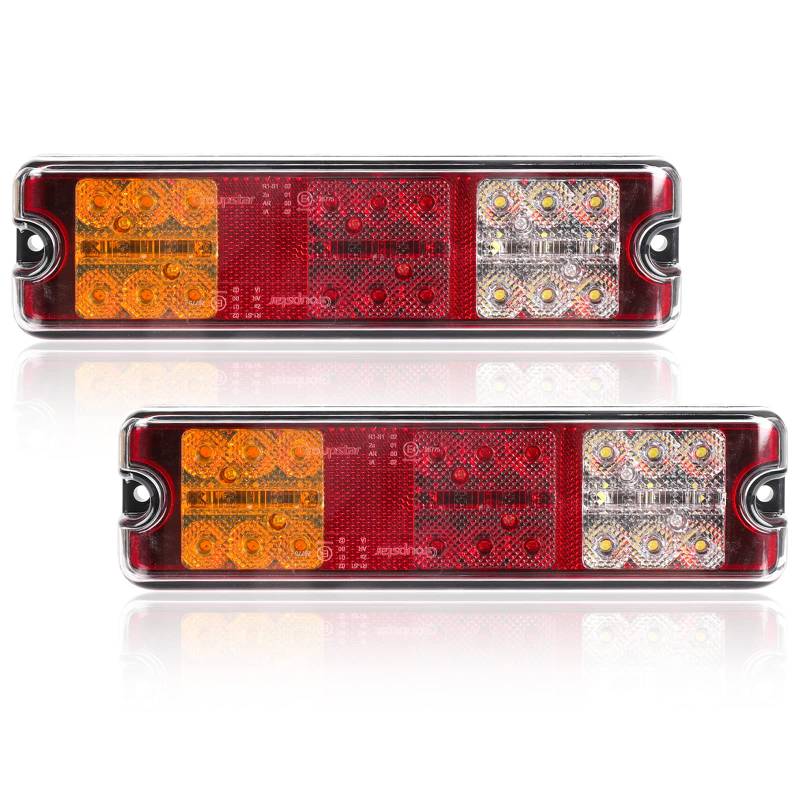 AOHEWEI 2 Stück Anhänger-Rücklichter 12 V/24 V 27 LEDs Superhelle wasserdichte Blinker/Bremse/Rück-/Rückfahr-/Reflektorlampe für Anhänger, LKW, Wohnwagen, Van, Traktor von AOHEWEI