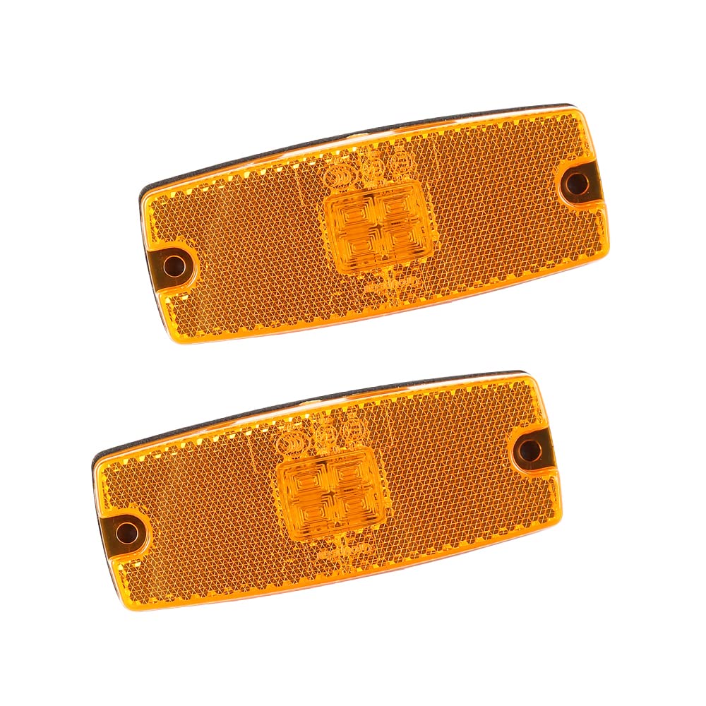AOHEWEI 2 x Gelb LED Seitenmarkierungsleuchten Lkw Markierungsleuchten Pkw Anzeige Positionsleuchte Lampe Vorderseite mit Reflektor für Anhänger Van Wohnwagen 10~30V ECE-genehmigt (Gelb) von AOHEWEI