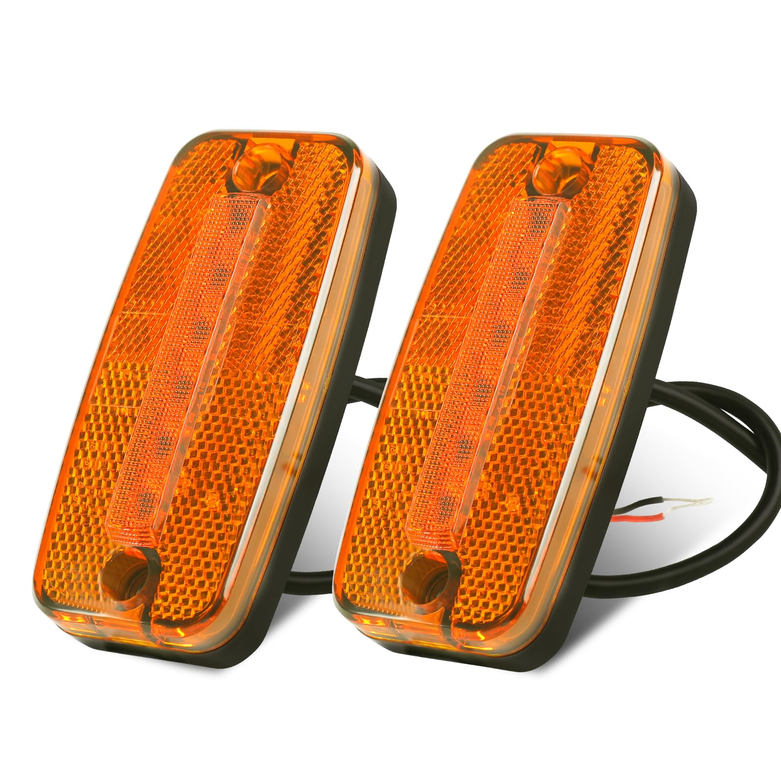 AOHEWEI 2 x Gelbe LED-Seitenmarkierungsleuchten für Anhänger, 12V/24V LKW-Frontpositionierungsleuchten mit Reflektor, ECE R91 R10 zugelassen für Wohnmobile, Boote, LKWs, Campinganhänger und Caravans AOHEWEI 2 x Gelbe LED-Seitenmarkierungsleuchten für Anhänger, 12V/24V LKW-Frontpositionierungsleuchten mit Reflektor, ECE R91 R10 zugelassen für Wohnmobile, Boote, LKWs, Campinganhänger und Caravans von AOHEWEI