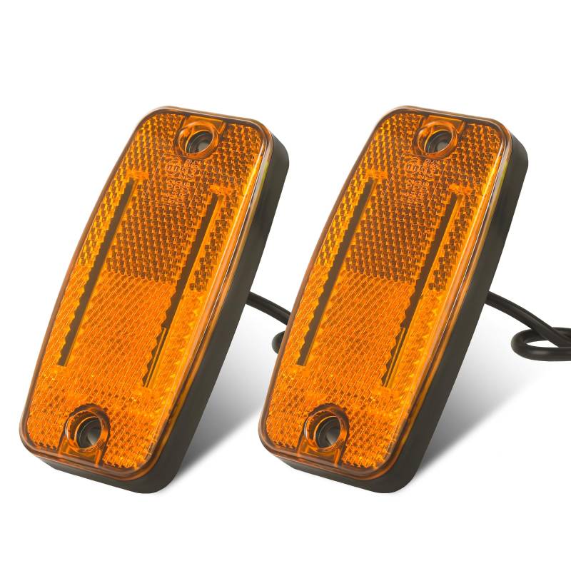 AOHEWEI 2 x Gelbe LED-Seitenmarkierungsleuchten für Anhänger, 12V/24V LKW-Frontpositions- und Seitenblinkleuchten mit Reflektor für Wohnmobile, Transporter, Boote, LKW, Wohnwagen und Caravans von AOHEWEI