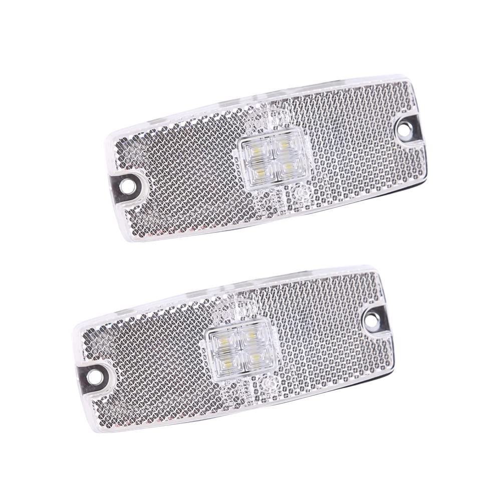 AOHEWEI 2 x Weiß LED Seitenmarkierungsleuchten Lkw Markierungsleuchten Pkw Anzeige Positionsleuchte Lampe Vorderseite mit Reflektor für Anhänger Van Wohnwagen 10~30V ECE-genehmigt (Weiß) von AOHEWEI