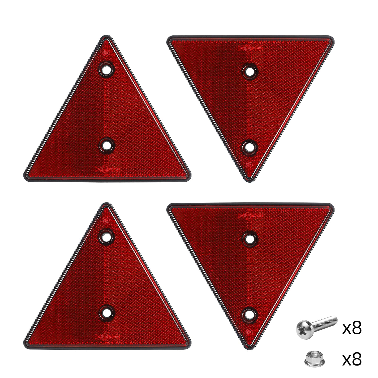 AOHEWEI 4 x rote hintere Reflektoren Dreieck reflektierende Anhängerschraube Befestigungsdreieck hintere Reflektoren für Caravan Torpfosten Traktor LKW Bootswände AOHEWEI 4 x rote hintere Reflektoren Dreieck reflektierende Anhängerschraube Befestigungsdreieck hintere Reflektoren für Caravan Torpfosten Traktor LKW Bootswände von AOHEWEI