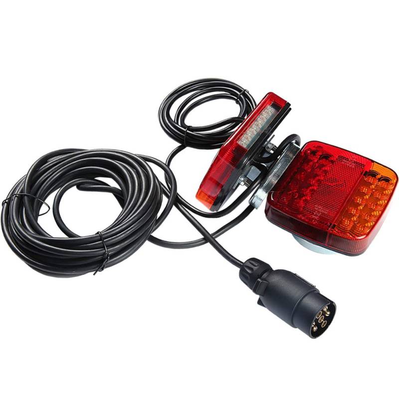 AOHEWEI Magnetische LED Anhänger Rückleuchten Set 12V Verkabelt Bremsleuchte für LKW Anhängerbeleuchtung mit Magnet, 7,5 m Kabel und 7 Polig Stecker für Anhänger, Wohnwagen oder LKW von AOHEWEI