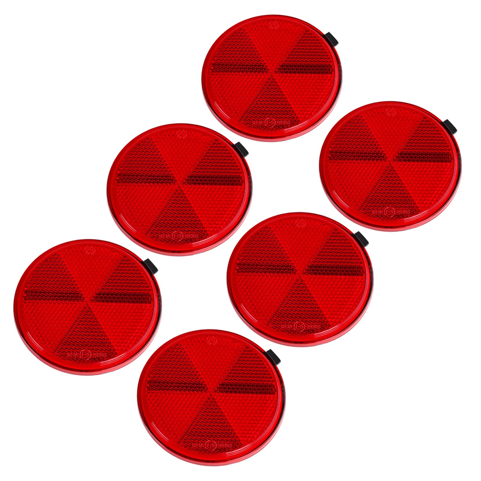 AOHEWEI 6 Stück selbstklebende Reflektoren zum Aufkleben Rund Rundreflektoren Rot Sicherheitsreflex für Torpfosten Zaunanhänger Wohnwagen Landmaschinen ECE Zulassung von AOHEWEI
