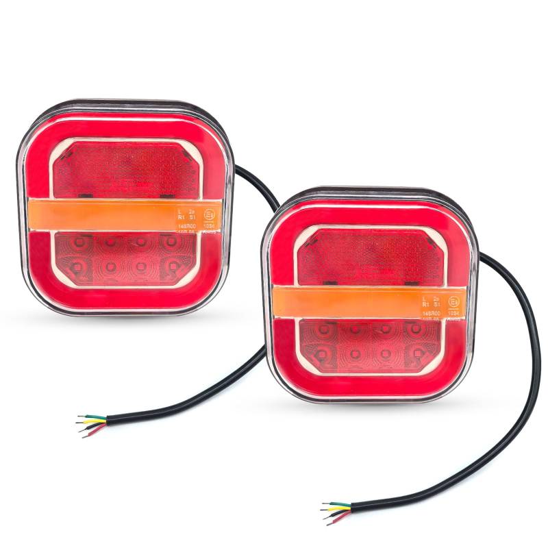 AOJO 2 x Anhänger Rückleuchten LED 12V 24V, Wasserdichte 5 Funktionen Anhänger Beleuchtung mit Blinker, Bremslichter, Positionslichter, Kennzeichenbeleuchtung von AOJO