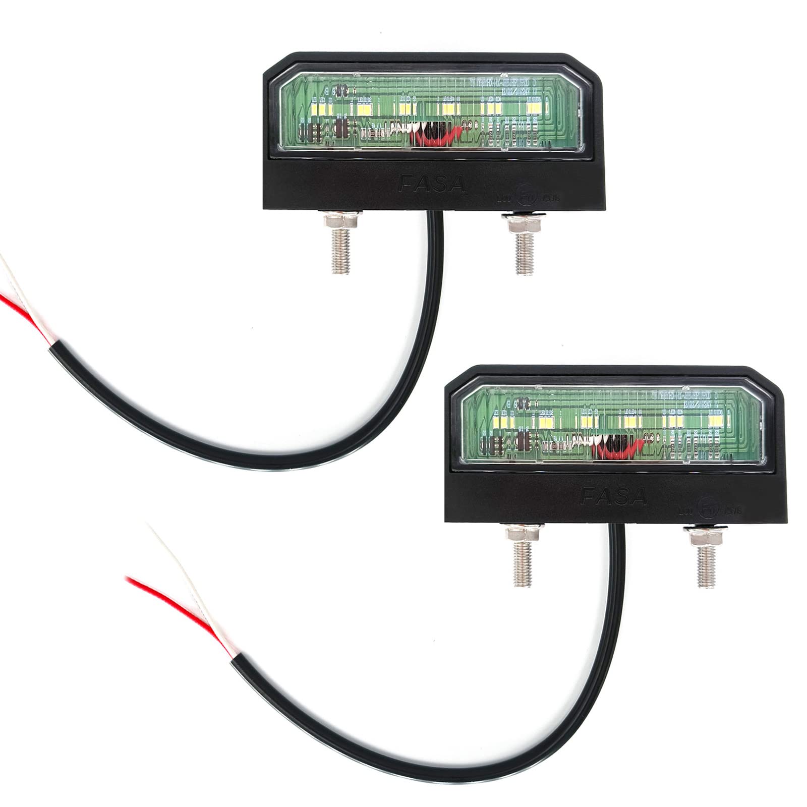 AOJO 2 PCS Weiß LED Kennzeichenbeleuchtung, IP65 Wasserdicht Weiss KFZ Nummernschildbeleuchtung mit E-Mark für LKW, PKW-Anhänger, Caravan, RV - 12V 24V Universal von AOJO