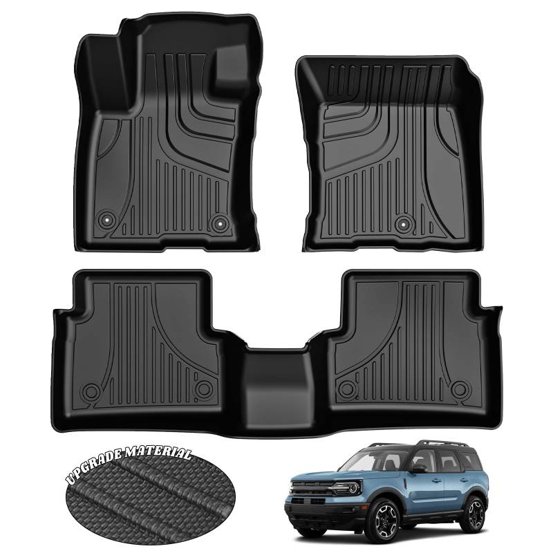 AOMSAZTO Auto-Fußmatten für Ford Bronco Sport 2021 2022 2023, Robustes TPE-Allwetter-Auto-Fußmatten, 1. und 2. Reihe, komplettes Set Gummi-Bodenbeläge, rutschfeste Automatten, schwarz von AOMSAZTO