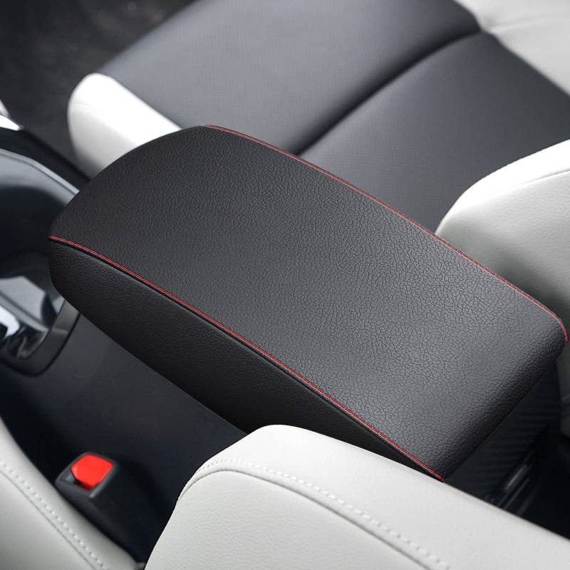 AOMSAZTO Auto Mittelkonsole Abdeckung für Toyota Corolla 2014–2019 Kunstleder mit roten Nähten Auto Armlehnenbezug Sitzbox Schutz passgenau für Toyota Corolla Zubehör schwarz von AOMSAZTO