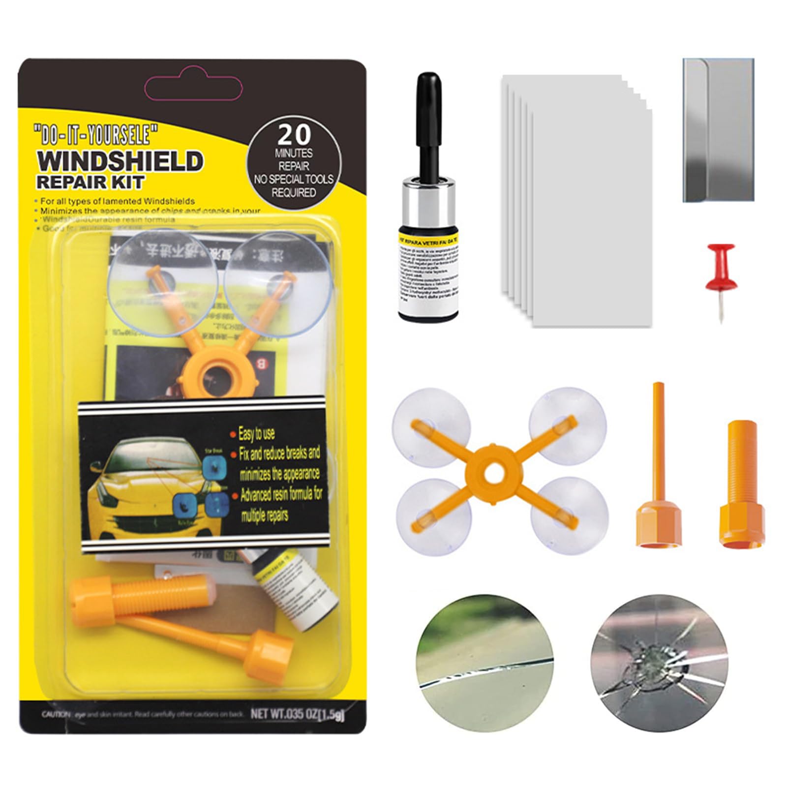 AOMiGT Windschutzscheibe Reparaturset, 11PCS Auto Windshield Repair Kit, Glas Reparatur Flüssigkeit,Glasreparaturflüssigkeit, Windschutzscheibe Glass Repair, Reparaturset Auto Windschutzscheiben AOMiGT Windschutzscheibe Reparaturset, 11PCS Auto Windshield Repair Kit, Glas Reparatur Flüssigkeit,Glasreparaturflüssigkeit, Windschutzscheibe Glass Repair, Reparaturset Auto Windschutzscheiben von AOMiGT