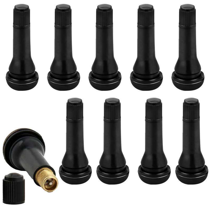 10 Stück Gummi Ventile,Reifenventil,Schwarz Auto Gummiventil,Auto Ventile,Universal Autoventil,Snap-In Gummiventile,Reifen Autoventil,Felgen Ventile,Gummiventil Reifen Für Motorräder,Meist Auto von AONAYO