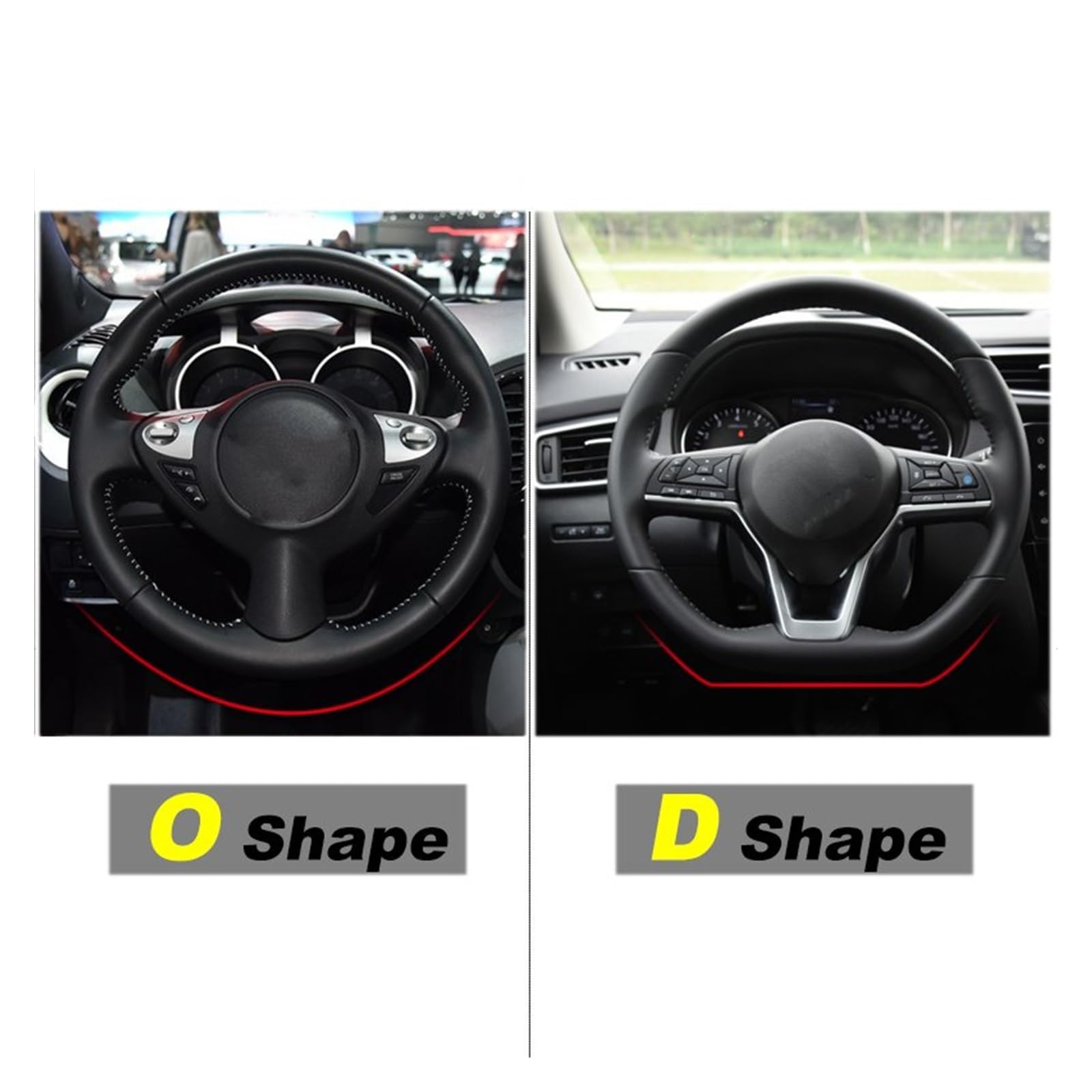 Lenkradhülle Für Nissan Für März K10 K11 K12 K13 K14 Für Micra Auto Lenkrad Abdeckung Auto Zubehör Lenkradbezug (Größe : D Shape Red) von AOOSIR