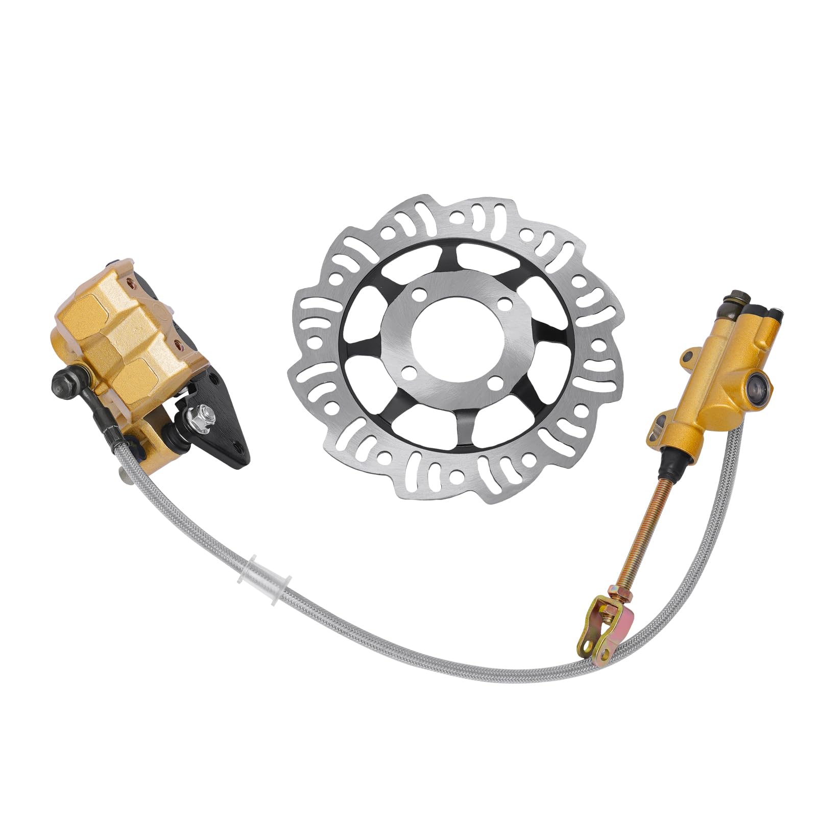 AOOUNGM Hydraulisches Bremskit & Hintere Bremsscheibe für 49-125cc 4-Takt Dirt Pit Bikes, Scheibenbremse Platte Ersatz, Hochleistungs-Bremsanlage mit Verschleißfestem Bremssattel-Set AOOUNGM Hydraulisches Bremskit & Hintere Bremsscheibe für 49-125cc 4-Takt Dirt Pit Bikes, Scheibenbremse Platte Ersatz, Hochleistungs-Bremsanlage mit Verschleißfestem Bremssattel-Set von AOOUNGM