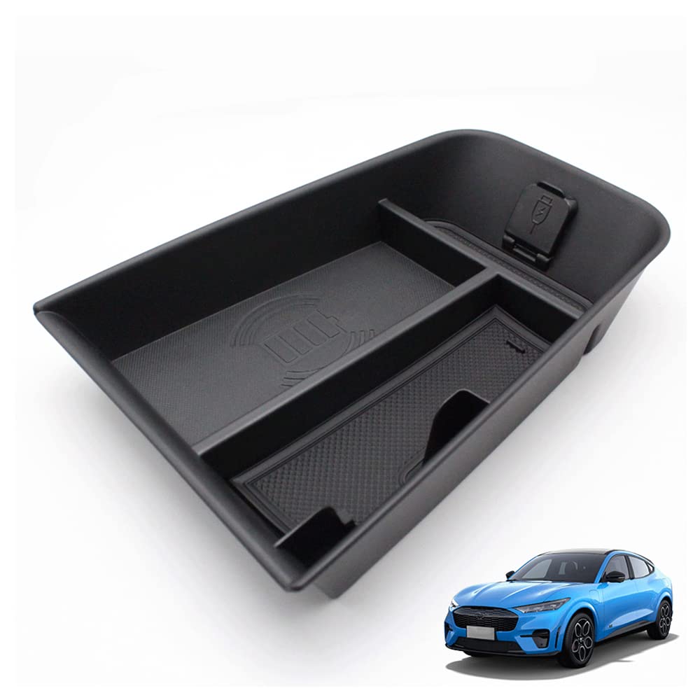 AOSK für Mustang Mach E ABS Kabellose Lade-Mittelkonsole Organizer Tray Kompatibel mit Mustang Mach-E 2021 2022 2023 von AOSKonology