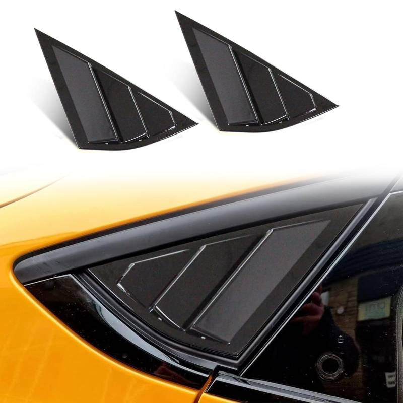 BestEvMod Kompatibel mit Mustang Mach E Viertel-Seitenfenster-Schaufel-Lüftungsschlitzen aus ABS (V2 glänzendes Schwarz) von BestEvMod