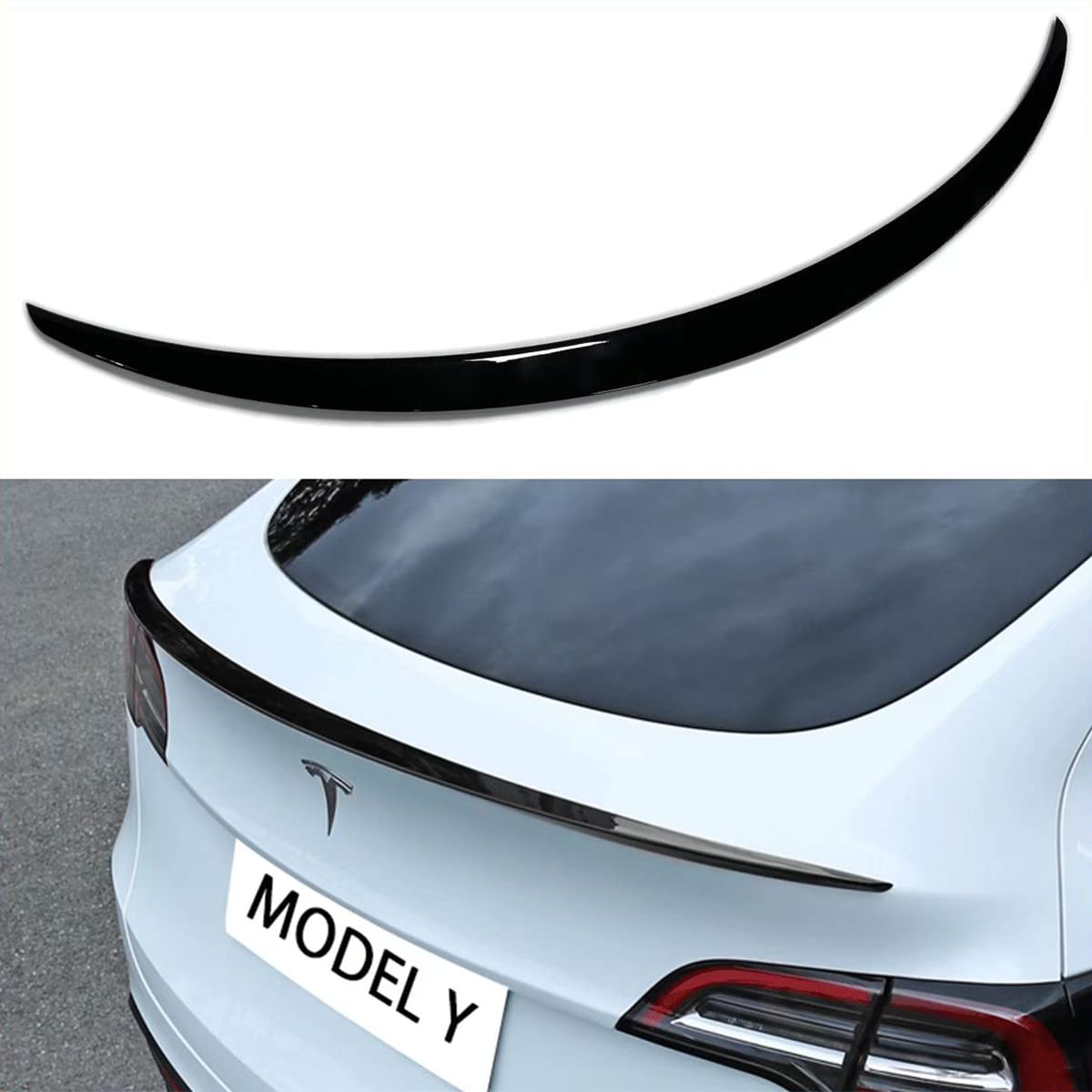 AOSKonology Für Tesla Model Y Heckspoiler Flügel ABS für 2020-2023 Tesla Model Y Heckklappenspoiler Lippe Schwanzflügel Heckklappendeckel (Model Y OEM-Spoiler, glänzend schwarz) von AOSKonology