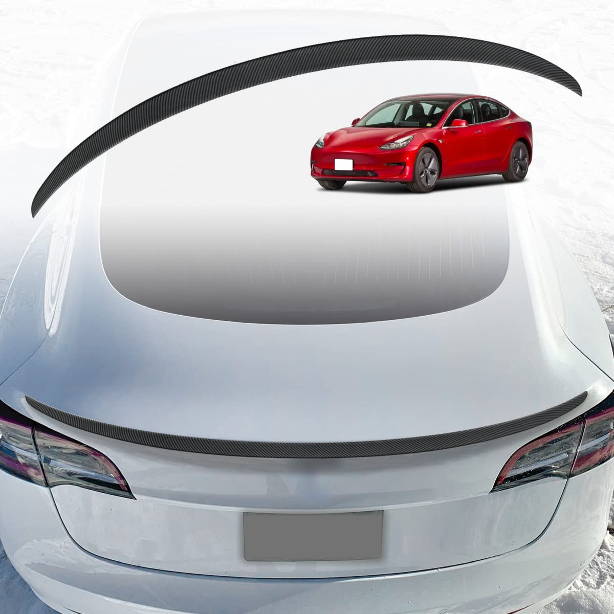 AOSKonology für Tesla Model 3 Spoilerflügel OEM Stil ABS für 2017–2023 Tesla Model 3 Heckspoiler Lippe Schwanz Flügel Kofferraum Deckel(Model 3 OEM-Spoiler,Mattes Karbonfaser) von AOSKonology