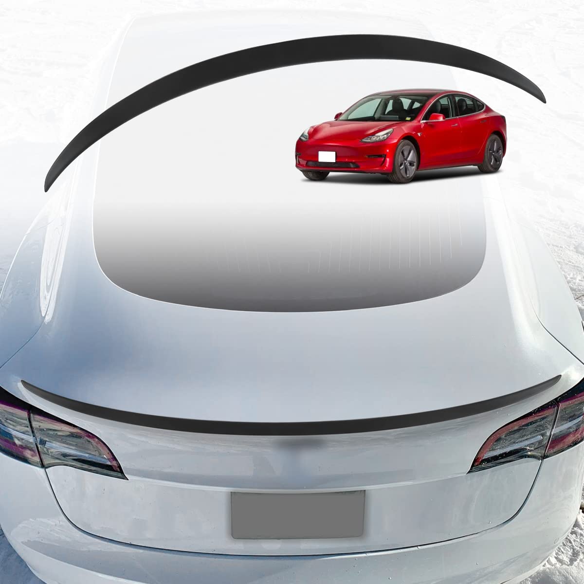 AOSKonology für Tesla Model 3 Spoilerflügel OEM Stil ABS für 2017–2023 Tesla Model 3 Heckspoiler Lippe Schwanz Flügel Kofferraum Deckel(Model 3 OEM-Spoiler,matt schwarz) von AOSKonology
