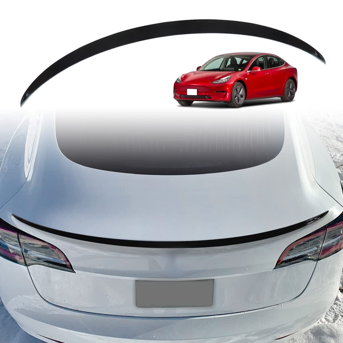 AOSKonology für Tesla Model 3 Spoilerflügel OEM Stil ABS für 2017–2023 Tesla Model 3 Heckspoiler Lippe Schwanz Flügel Kofferraum Deckel(Model 3 OEM-Spoiler,glänzend schwarz) von AOSKonology