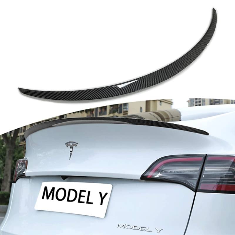 AOSKonology für Tesla Model Y Spoilerflügel OEM Stil ABS Kohlefaser Muster für 2020–2023 Tesla Model Y Heckspoiler Lippe Schwanz Flügel Kofferraum Deckel (OEM-Spoiler,Karbonfaser) von BestEvMod