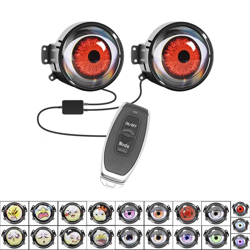 2 Stück LED Augen für LKW, Teufelsaugen LED Auto, Devil Eyes Auto,33 Modi, Programmierbar,mit Fernbedienung, Geeignet für LKW, SUV, Geländewagen von AOUZOVLI