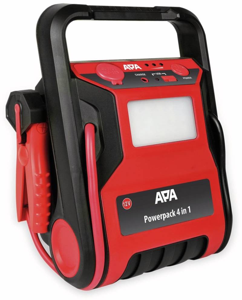 APA 16553 Starthilfe Power Pack, mit Kompressor, Arbeitsleuchte, Energiestation, 12V, 7000mAh von APA