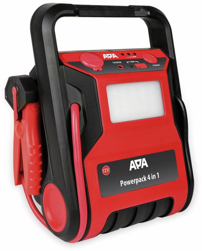 APA 16553 Starthilfe Power Pack, mit Kompressor, Arbeitsleuchte, Energiestation, 12V, 7000mAh von APA