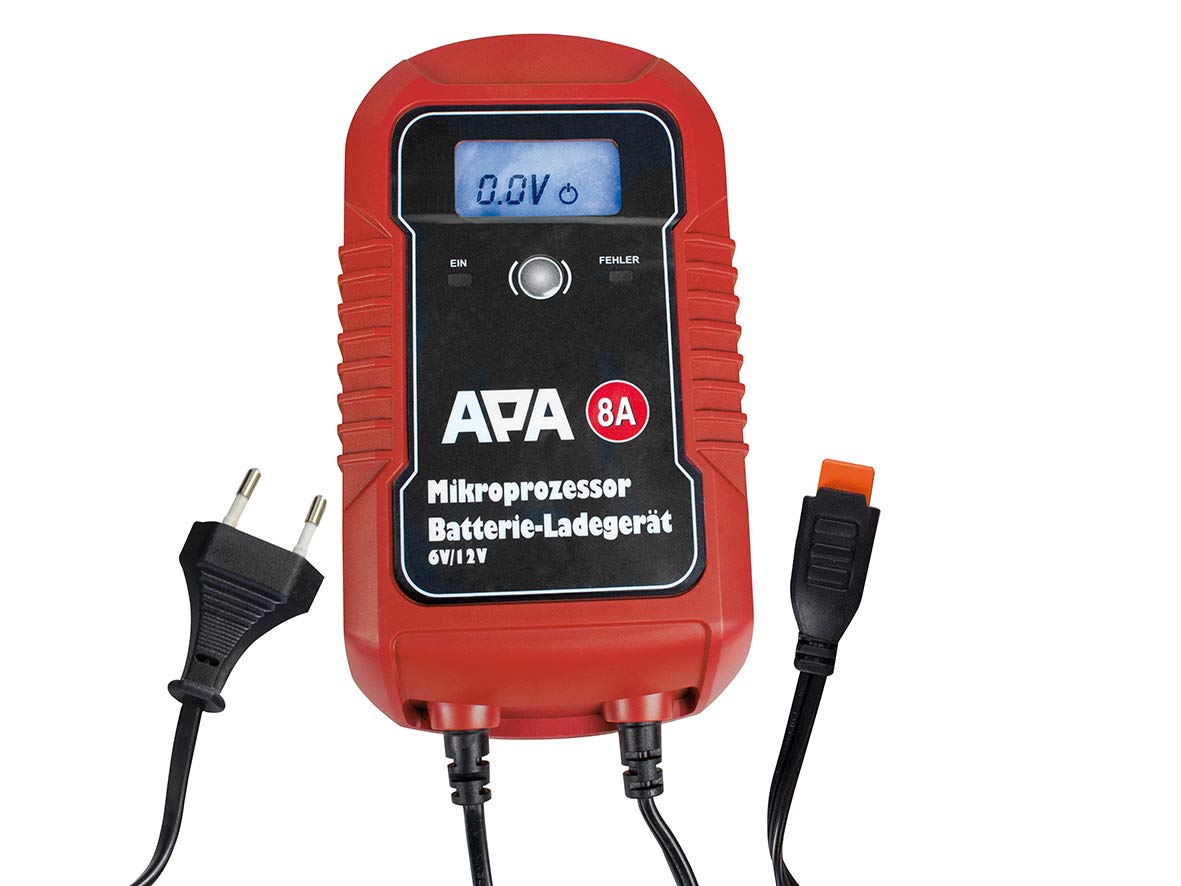APA 16621 Mikroprozessor Batterie-Ladegerät, 9-stufig, Ladeerhaltungsfunktion, 6/12V, 8A von APA