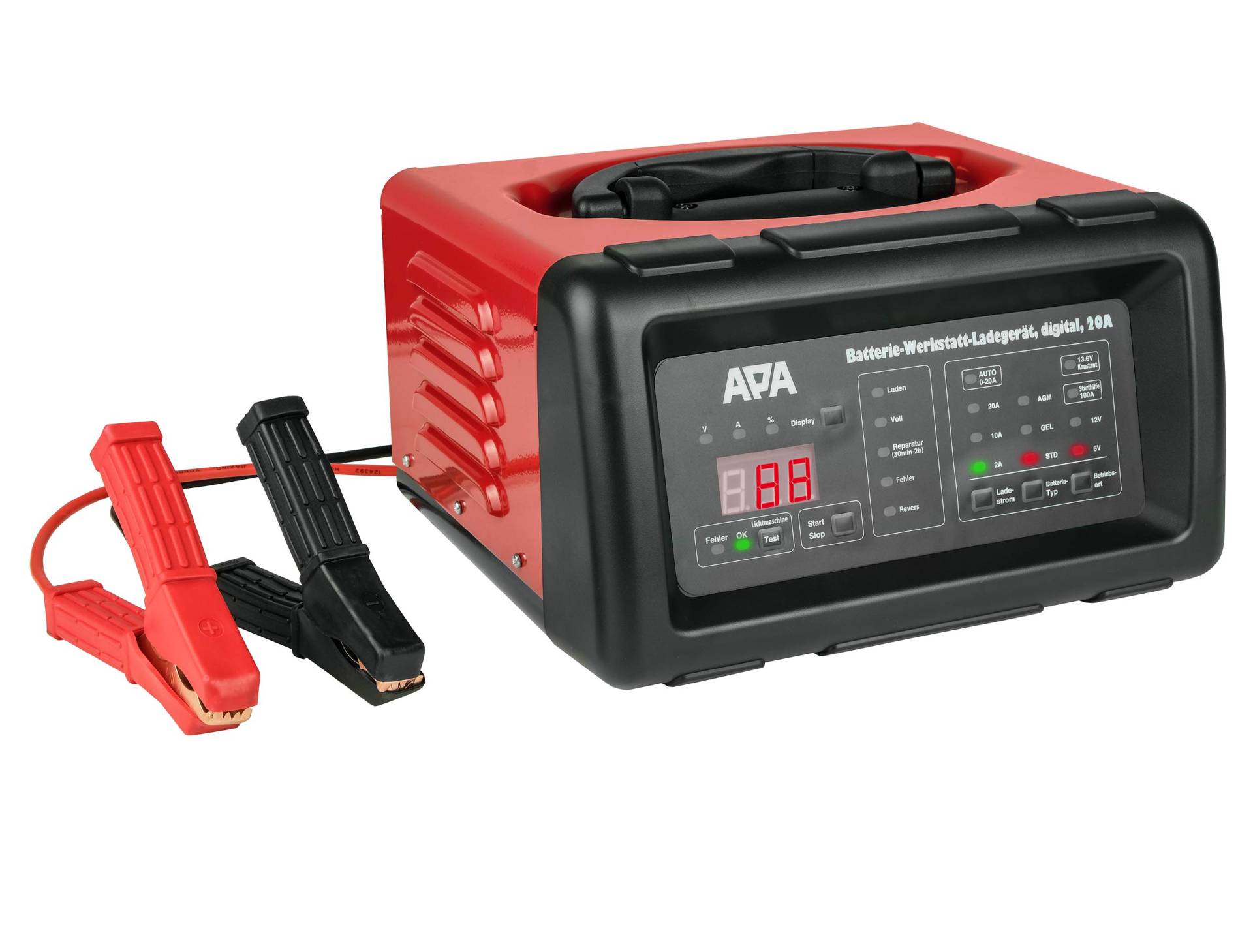 APA 16623 Batterie-Ladegerät Werkstatt Digital, mit Starthilfe, Ladeerhaltungsfunktion, 20A Rot, Schwarz APA 16623 Batterie-Ladegerät Werkstatt Digital, mit Starthilfe, Ladeerhaltungsfunktion, 20A Rot, Schwarz von APA