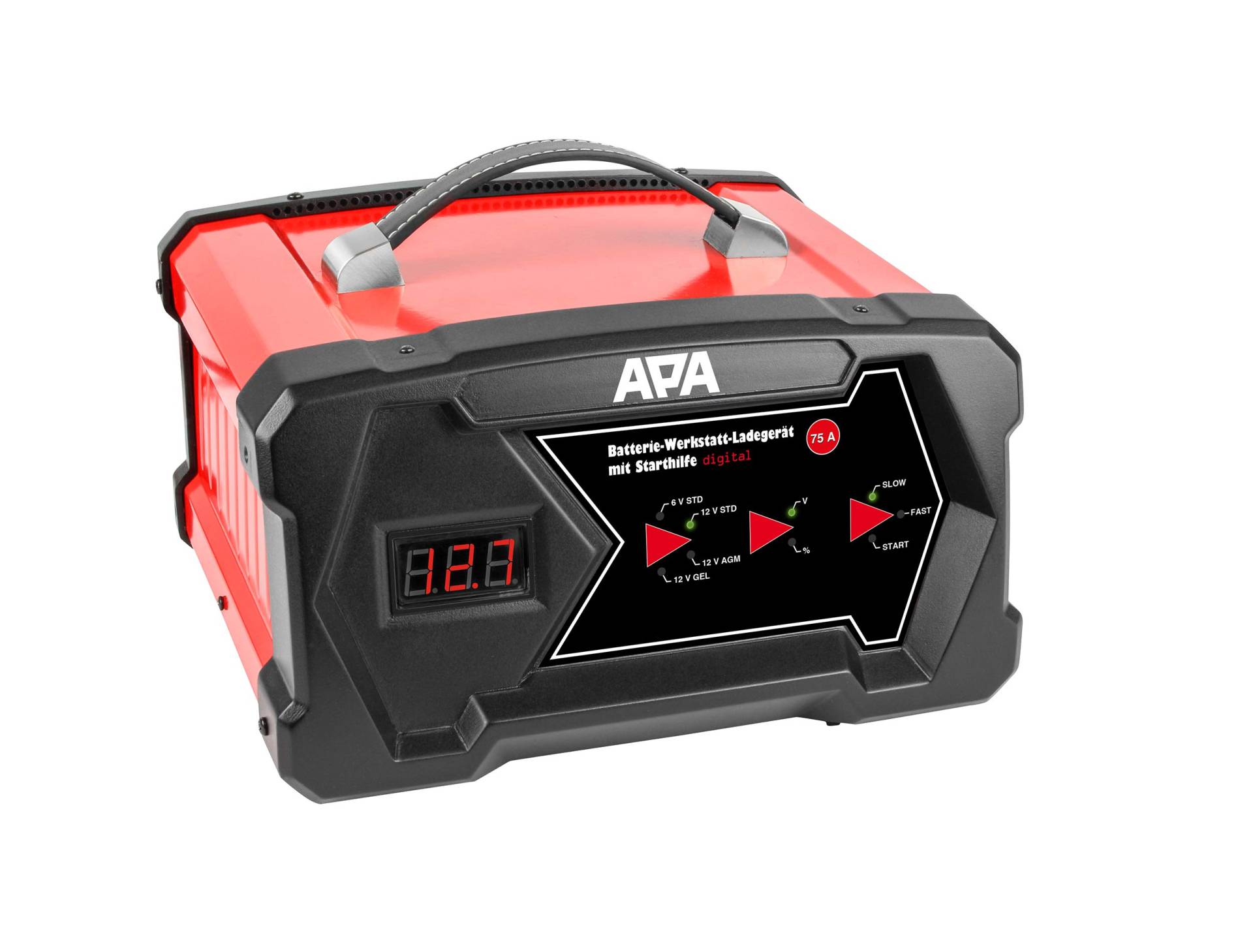 APA 16631 Werkstatt Batterie-Ladegerät, mit Starthilfe, digital, 6/12V, 12A von APA