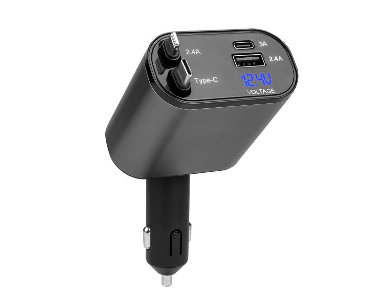 APA 16751 KFZ Ladeadapter mit USB Schnellladekabel 4in1 von APA