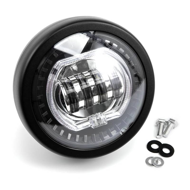 APEBAZY 5,75 Zoll Motorrad Led Scheinwerfer Universal Rundscheinwerfer für Sportster Cafe Racer Custom von APEBAZY