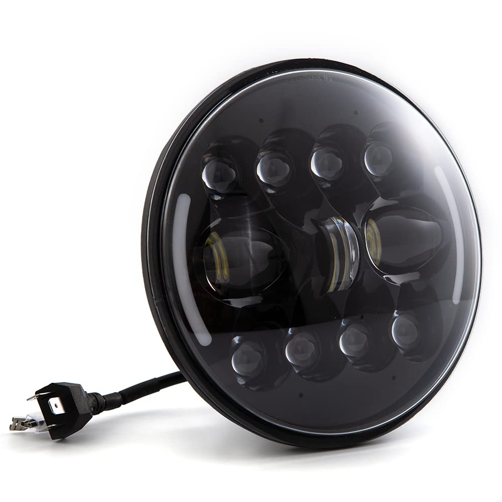 APEBAZY Motorradscheinwerfer Universal Motorrad LED Scheinwerfer Angel Eye Motorradscheinwerfer Rund Wasserdicht Scheinwerfer (SYCD214-7) von APEBAZY