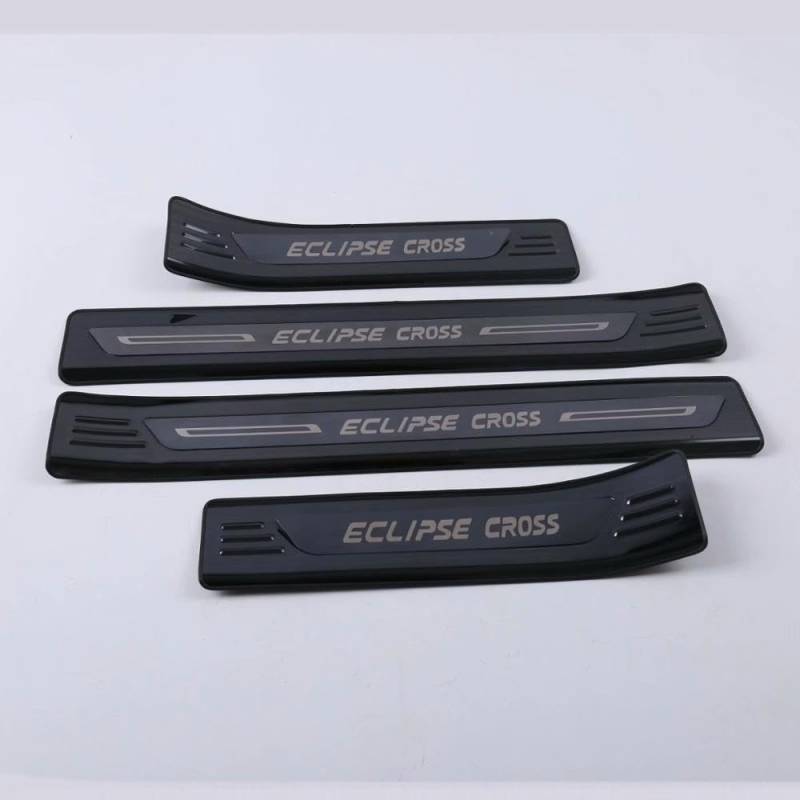 APEXRA Auto Edelstahl Einstiegsleisten Pates, für Mitsubishi Eclipse Cross 2018-2023 Zubehör Kick Panels Protector Door Entry Guard Cover (Schwarzes Logo) von APEXRA