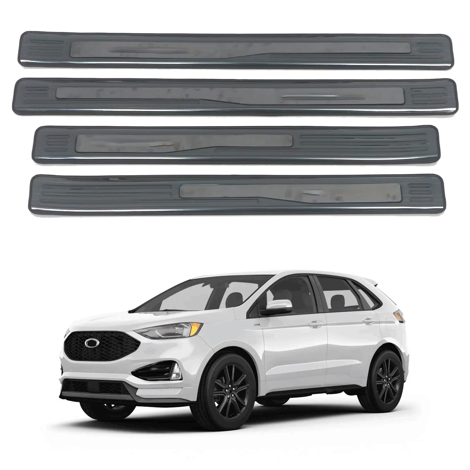 APEXRA Auto Einstiegsleisten Scuff Plate Guard Protector für Ford Edge 2023 Edelstahl Verkleidung Zubehör (außen) (Schwarz) von APEXRA