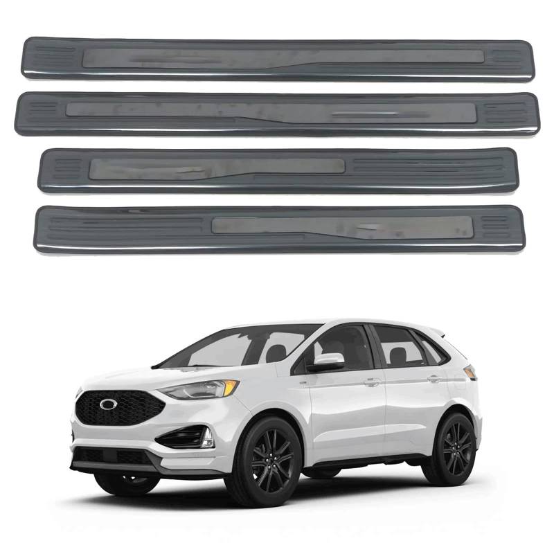 APEXRA Auto Einstiegsleisten Scuff Plate Guard Protector für Ford Edge 2023 Edelstahl Verkleidung Zubehör (außen) (Schwarz) von APEXRA