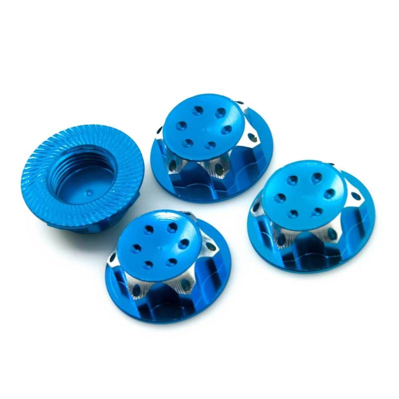 APMXQWIL RC Autoteile Aluminium 11mm Sechskant-Radmuttern Radnabenabdeckung Für 1/8 RC Crawler Car Lock Selbstsichernde Muttern Ersatz-Upgrade-Teile(Blue) von APMXQWIL